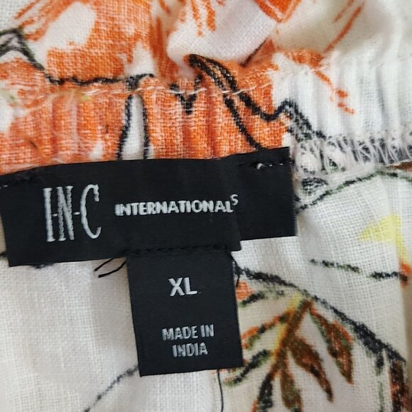 Inc International Concept 100%Linen Boho Floral Peasant Blouse Size XL - Picture 5 of 6